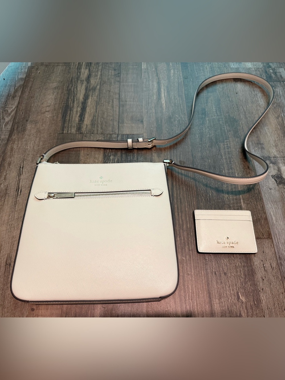 Kate Spade Sadie North South Crossbody with Madison Card Holder - meringue